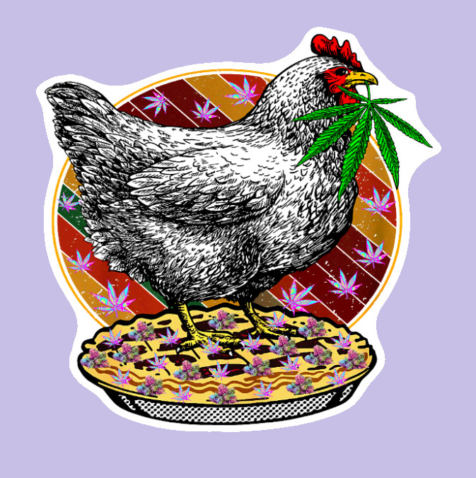 Vinyl Decal Chicken Pot Pie Weed Sticker Weatherproof UV Safe Added Layer