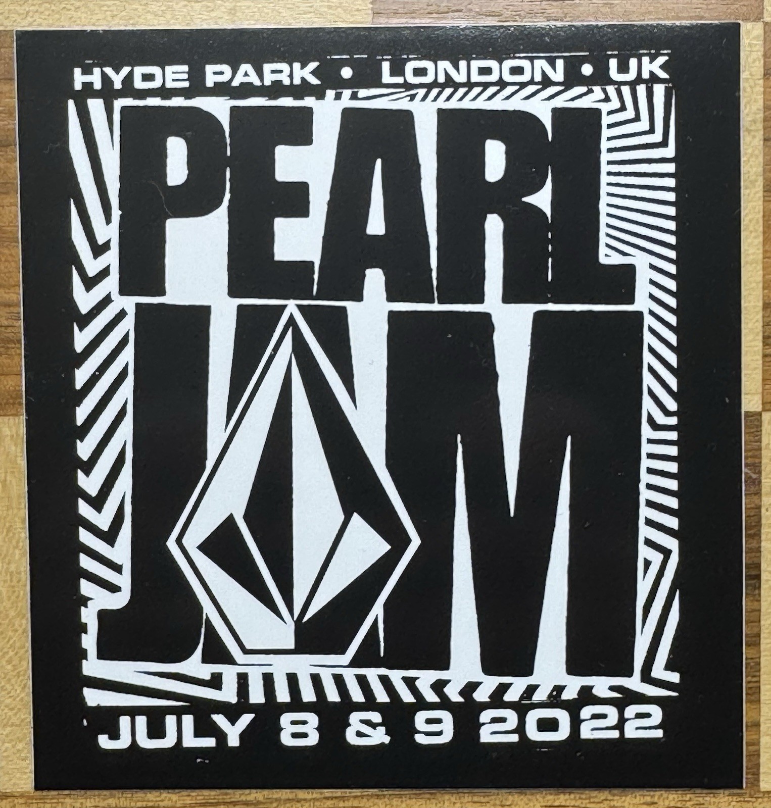 RARE! PEARL JAM VOLCOM POP-UP SHOP STICKER LONDON UK HYDE PARK JULY 8 & 9 2022
