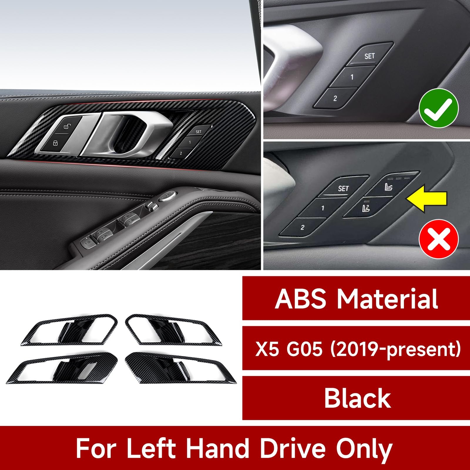 Car Trim Door Bowl Stickers Carbon ABS Decal for BMW X5 G05 20192026