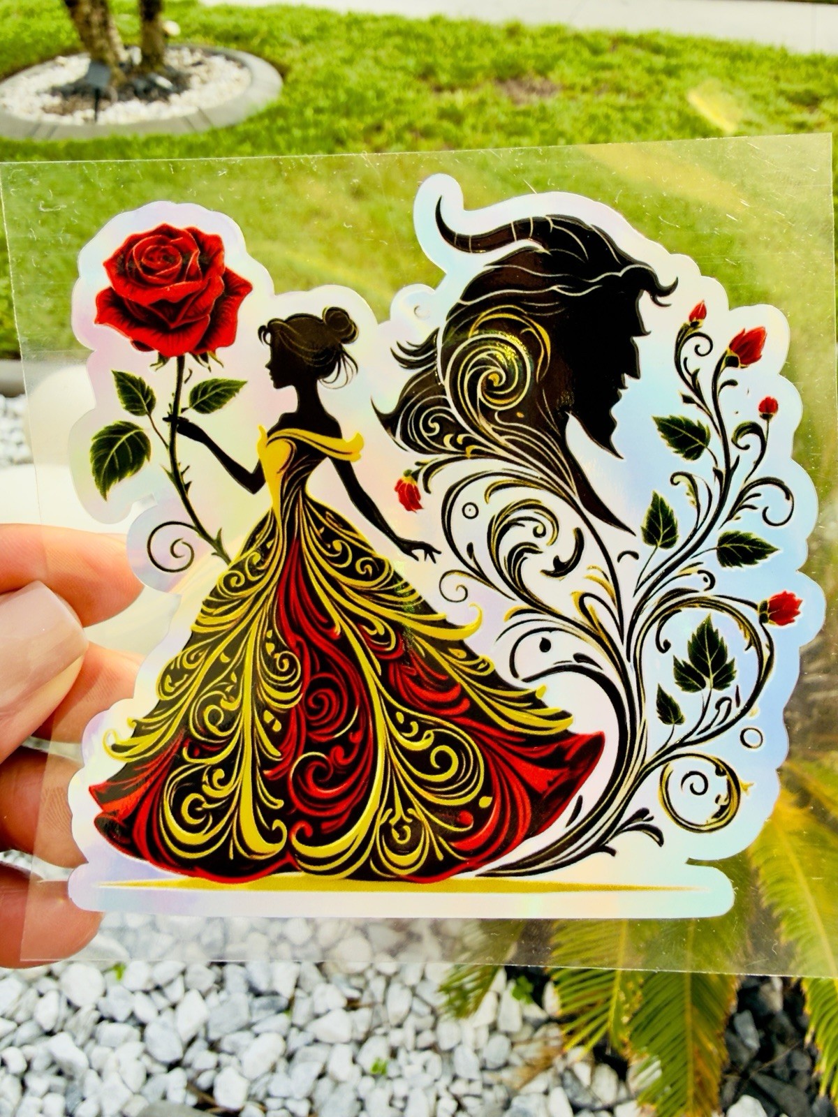 Beauty and the Beast Rose Fairy Tale Decorative Vinyl Decal Sticker Multicolor