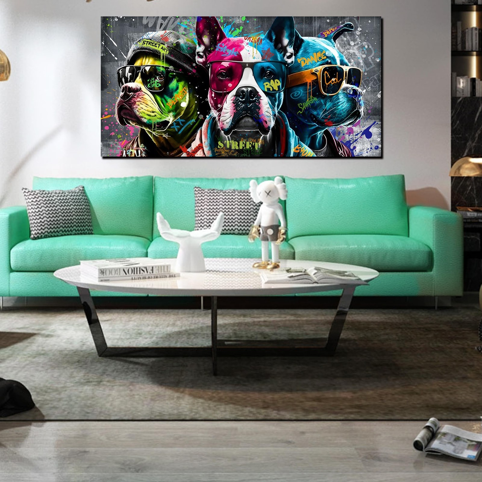 Zoyotago Large Canvas Wall Art for Bedroom Living Room Funny Graffiti Dog Pic…