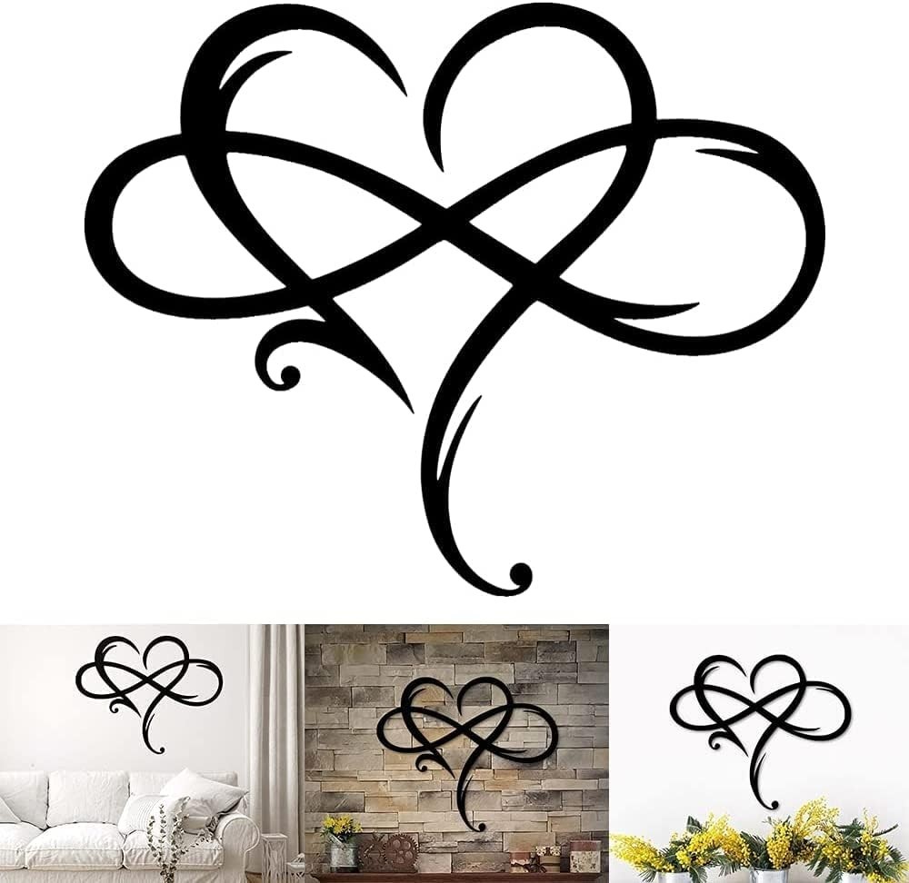 Infinity Heart Metal Wall Art – Elegant Love Sign for Home Décor 13.8"x11.4"