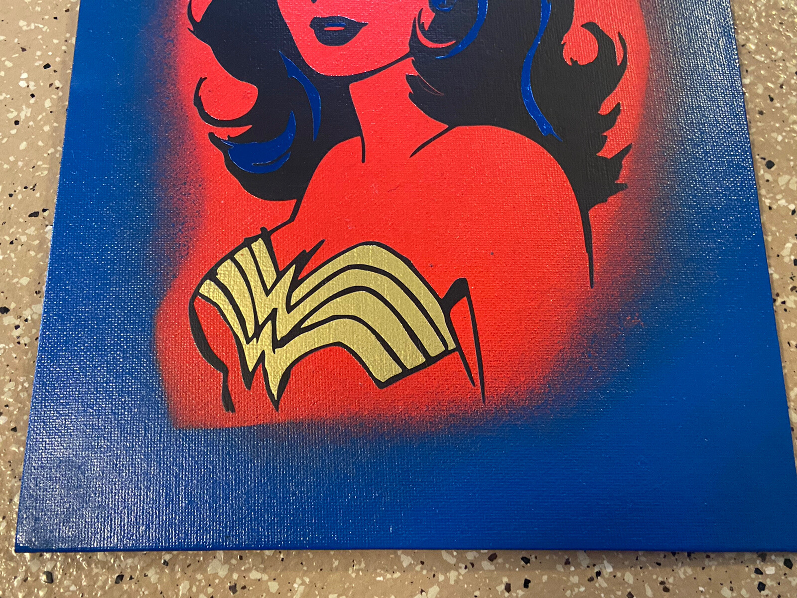 Handcrafted DC Wonder Woman Vinyl On Canvas 9×12 Signed Artwork B