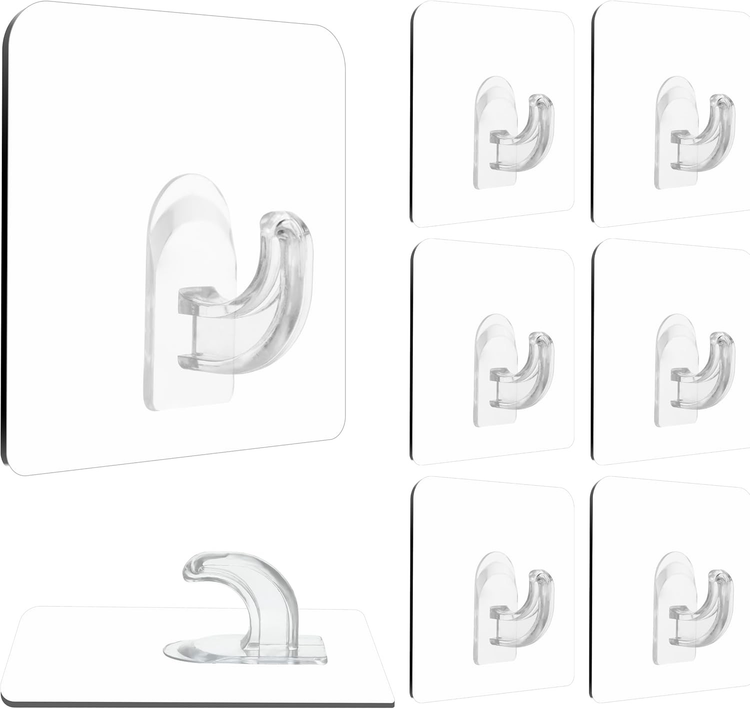Hawsam 8PCS Clear Adhesive Sticky Wall Hooks,No Drilling Strong 8Pcs