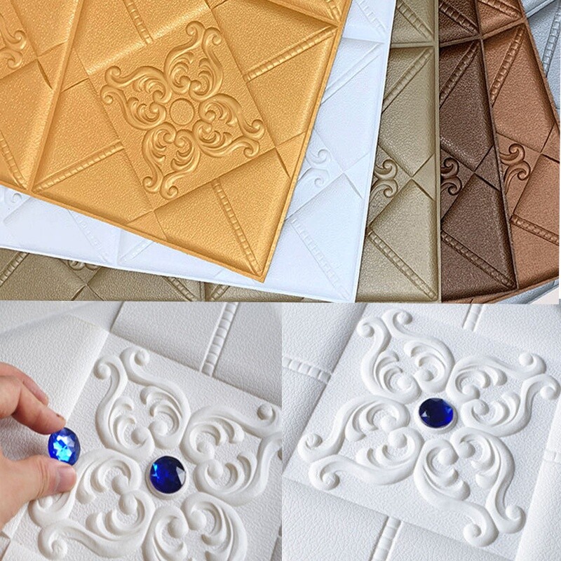 3D Embossed Wall Sticker Self-adhesive Wallpaper Beads Decal DIY Home Decor