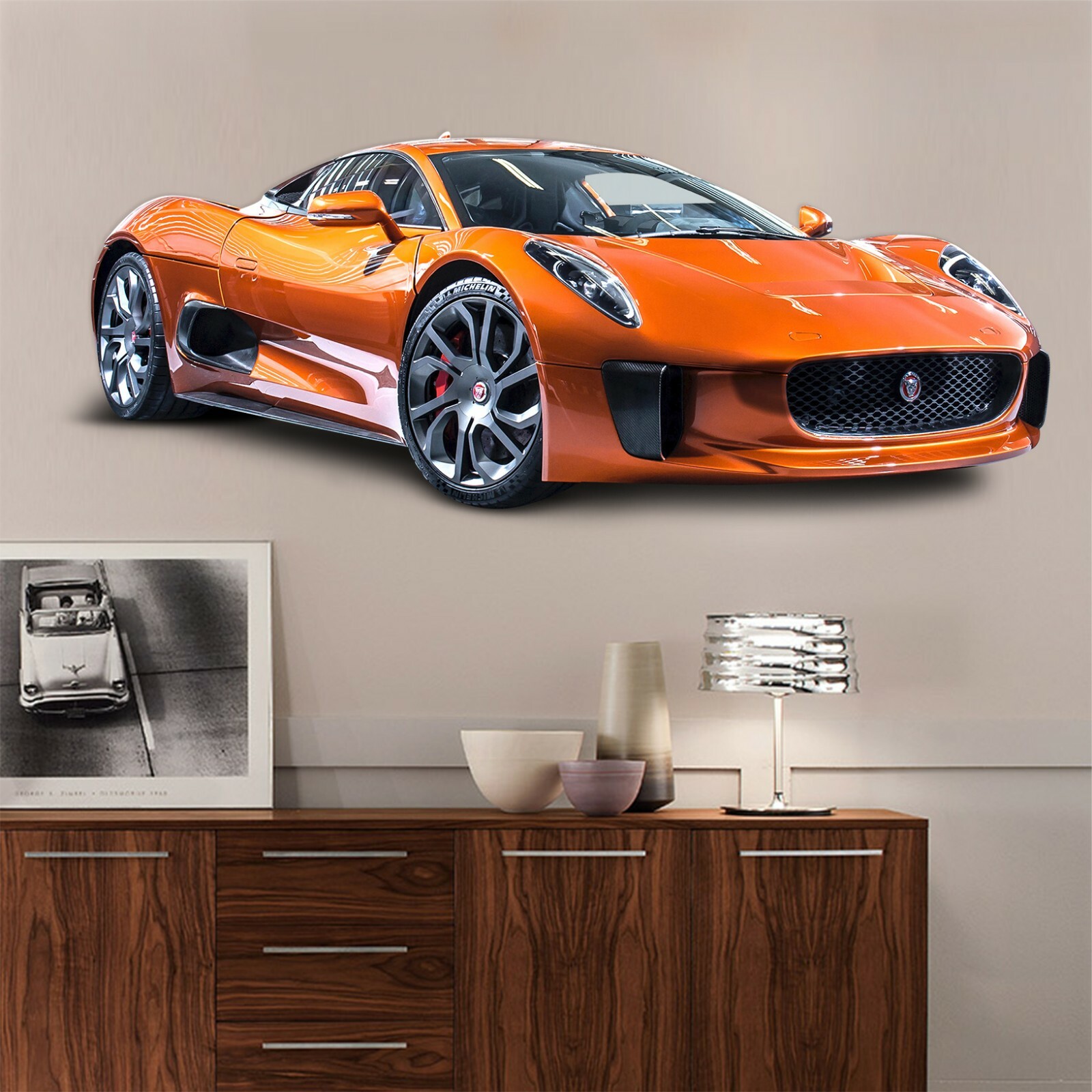 3D Hood Sports Car A001 Car Wallpaper Mural Poster Transport Wall Stickers Zoe