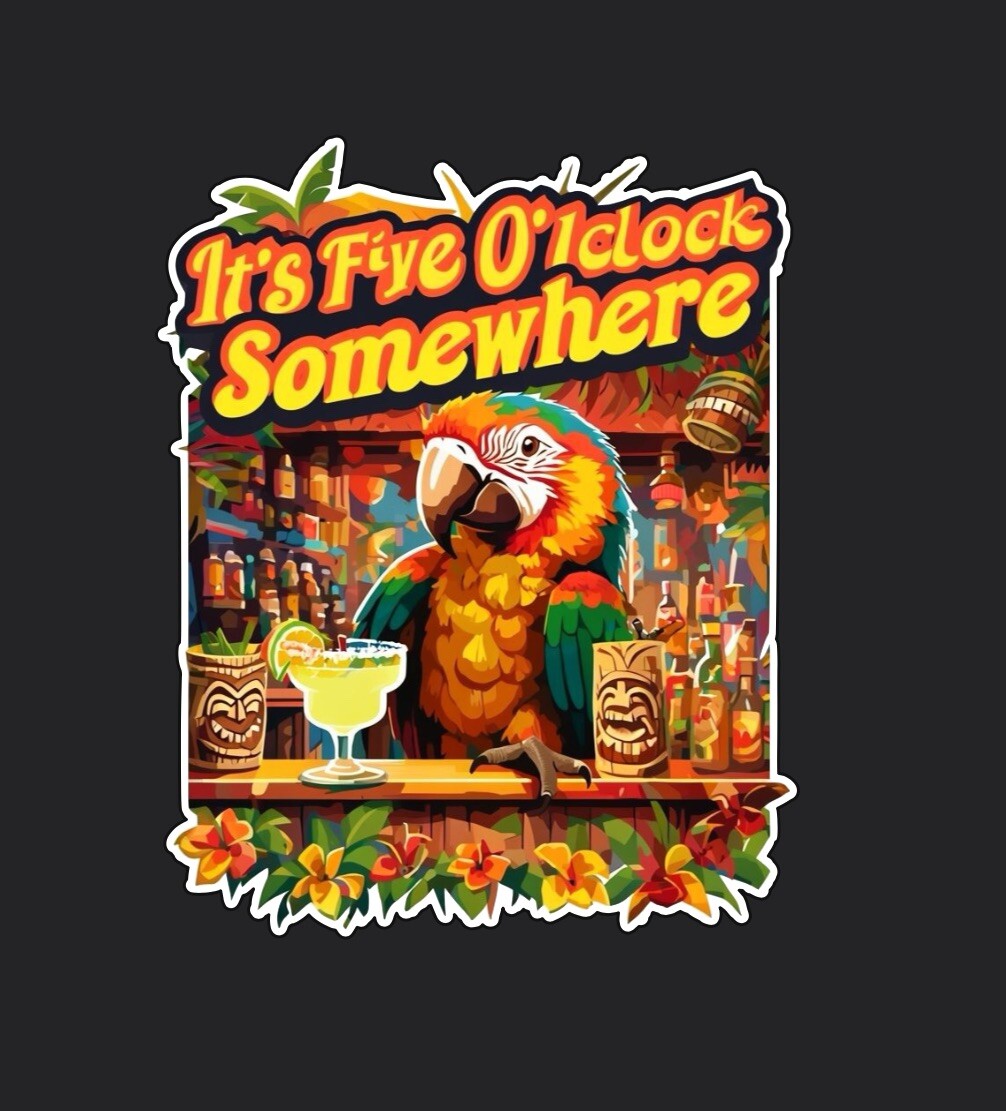 It’s Five O’clock Somewhere 3” Tall Sticker Decal Jimmy Buffett Margaritiville
