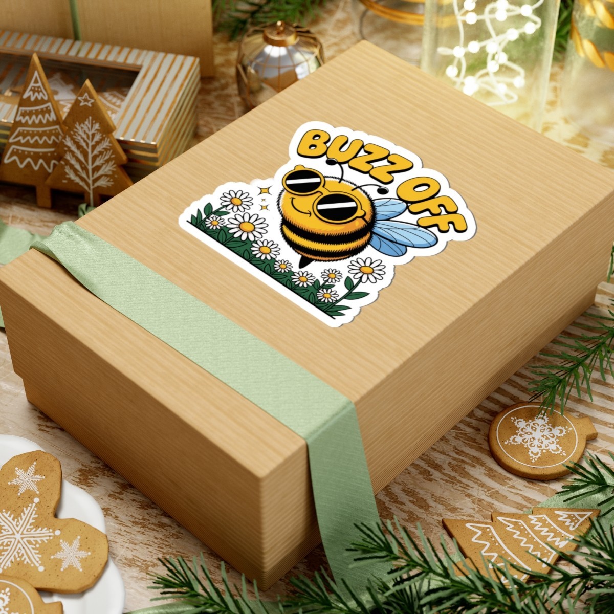 FS Buzz Off Bee Sticker – Cute Bumblebee Cartoon Vinyl Decal Retro Free Shipping
