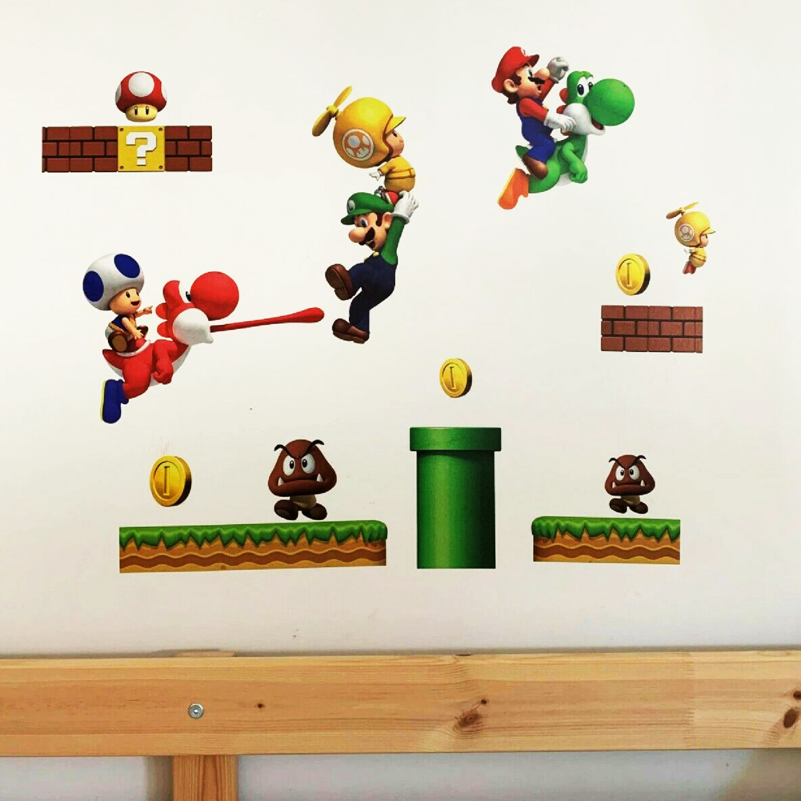 🍄 20 BIG Super Mario Bros Removable Wall Stickers Decal Game Room Decals 🍄
