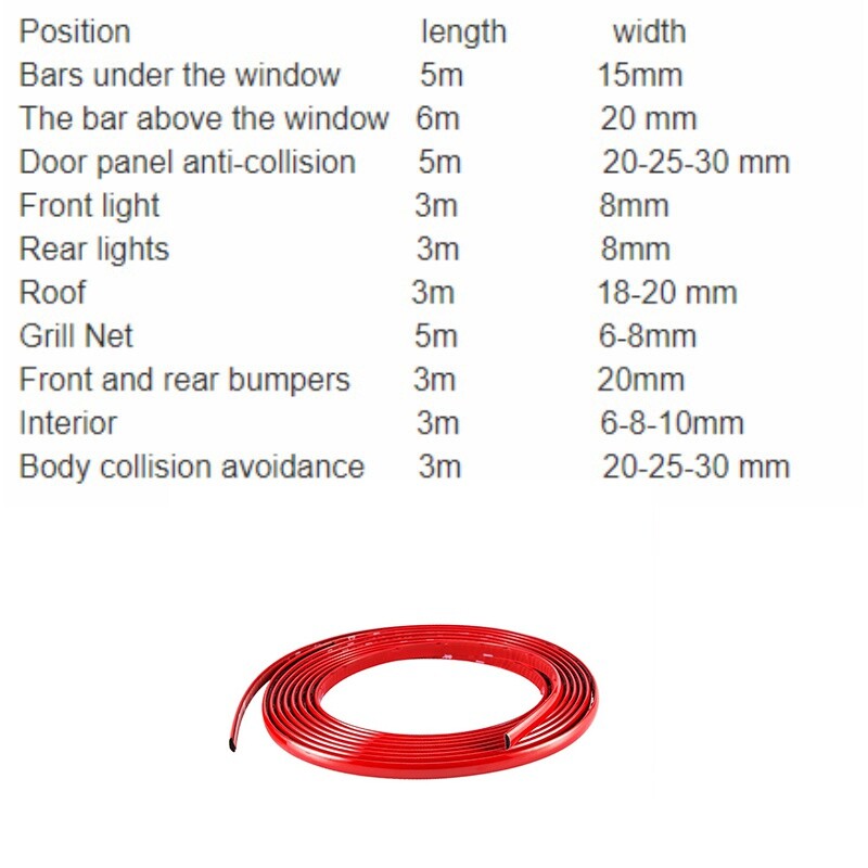 3/5M Car Moulding Trim Strip Self-adhesive PVC Body Door Bumper Anti-scratch DIY