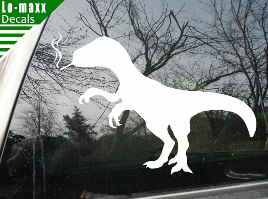 Smoking Dinosaur Art Custom Design Various Sizes & Colors Die Cut Vinyl Decal