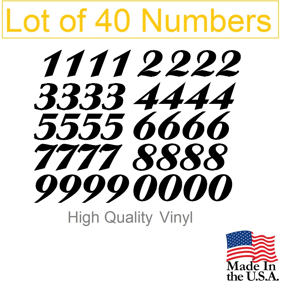 Lot of 40 White or Black Vinyl Mailbox, Tool Box,Locker Numbers Decal [Ariston]