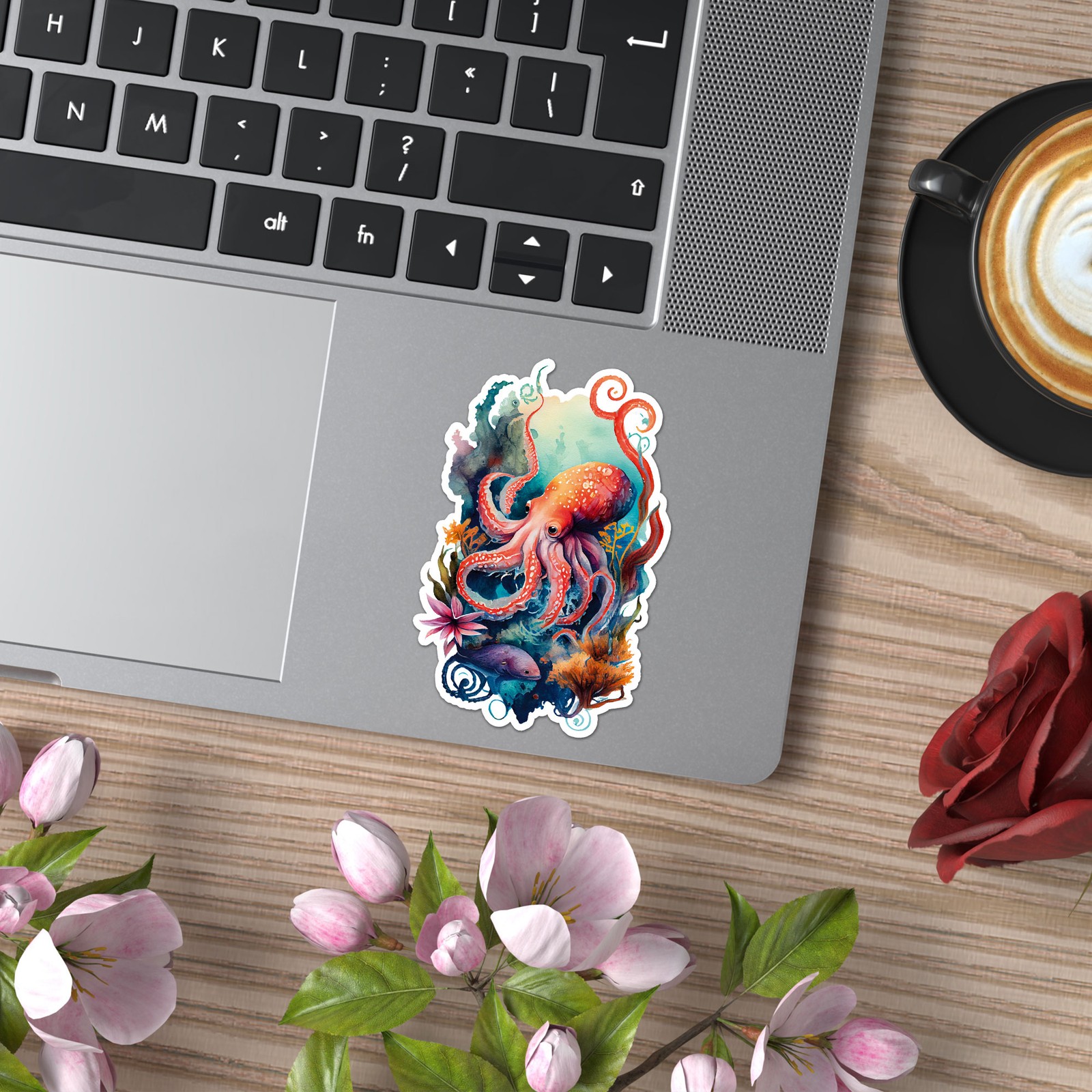 Octopus Coral Reef – Vinyl Decal Sticker – Car Window Laptop – ebn11358