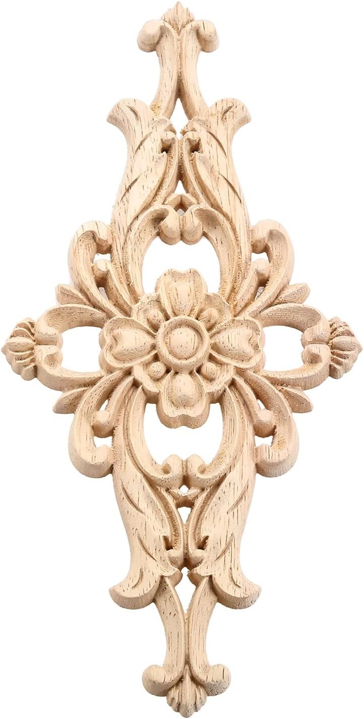 Wood Carved Appliques Furniture Decorative Onlays, 2Pcs Unpainted DIY Center …