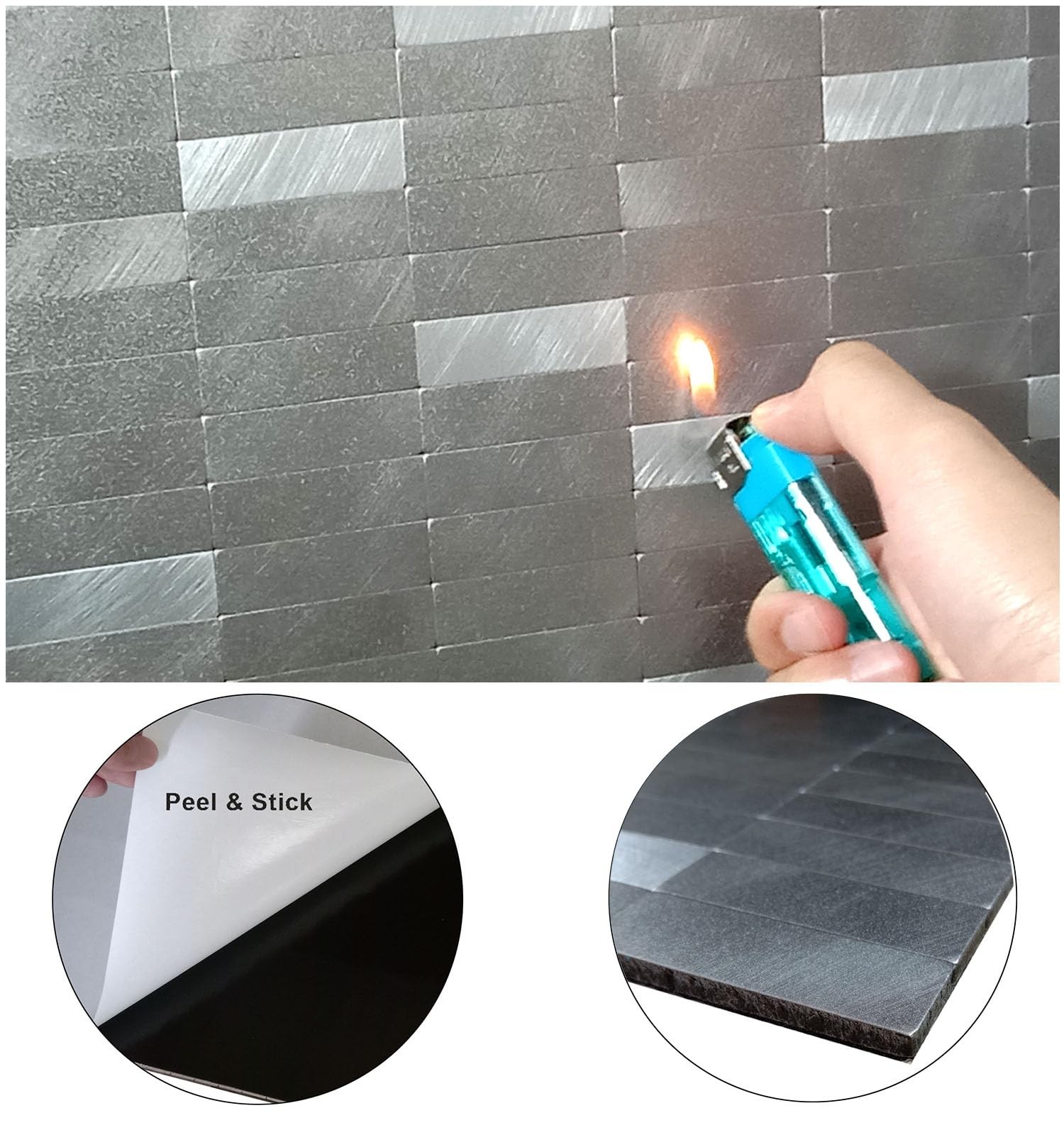 Peel and Stick Tile Backsplash Self- Adhesive Wall Tiles Aluminum Mosaic Stic…