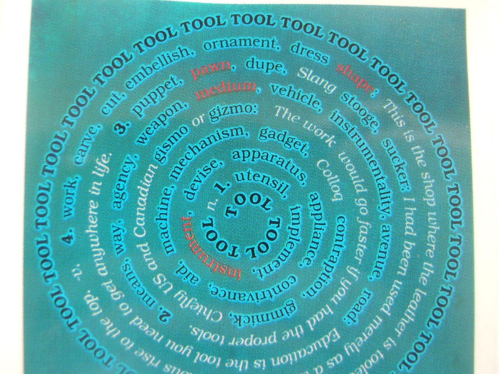 🌀 Vintage Tool Spiral Words Sticker 1997 Yujean 4.375×6.375” Rare Alt Rock Band