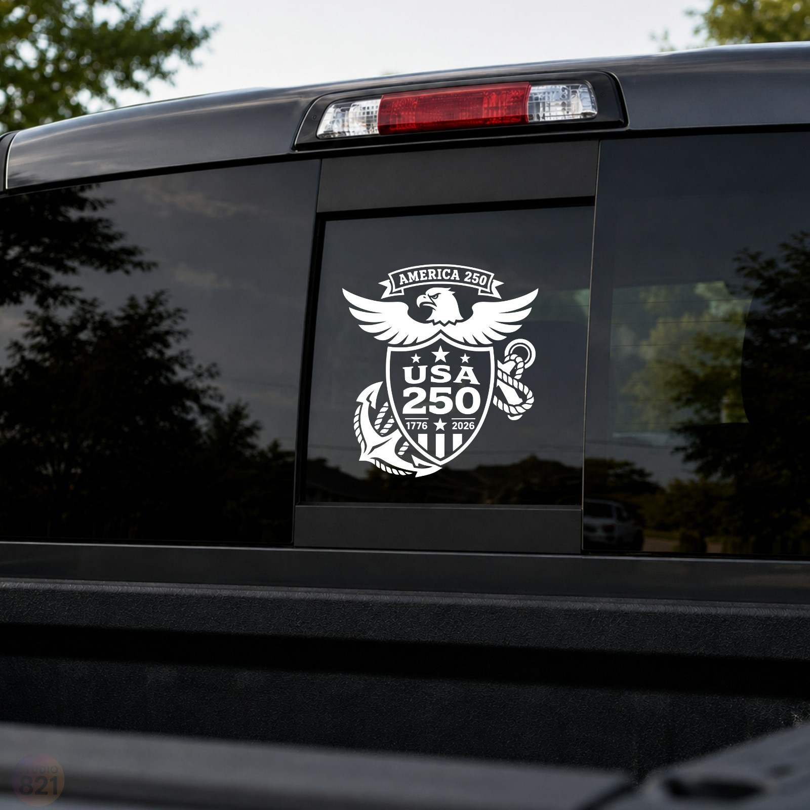America 250 Emblem Decal – US Marines Vinyl Sticker for Car Truck Window