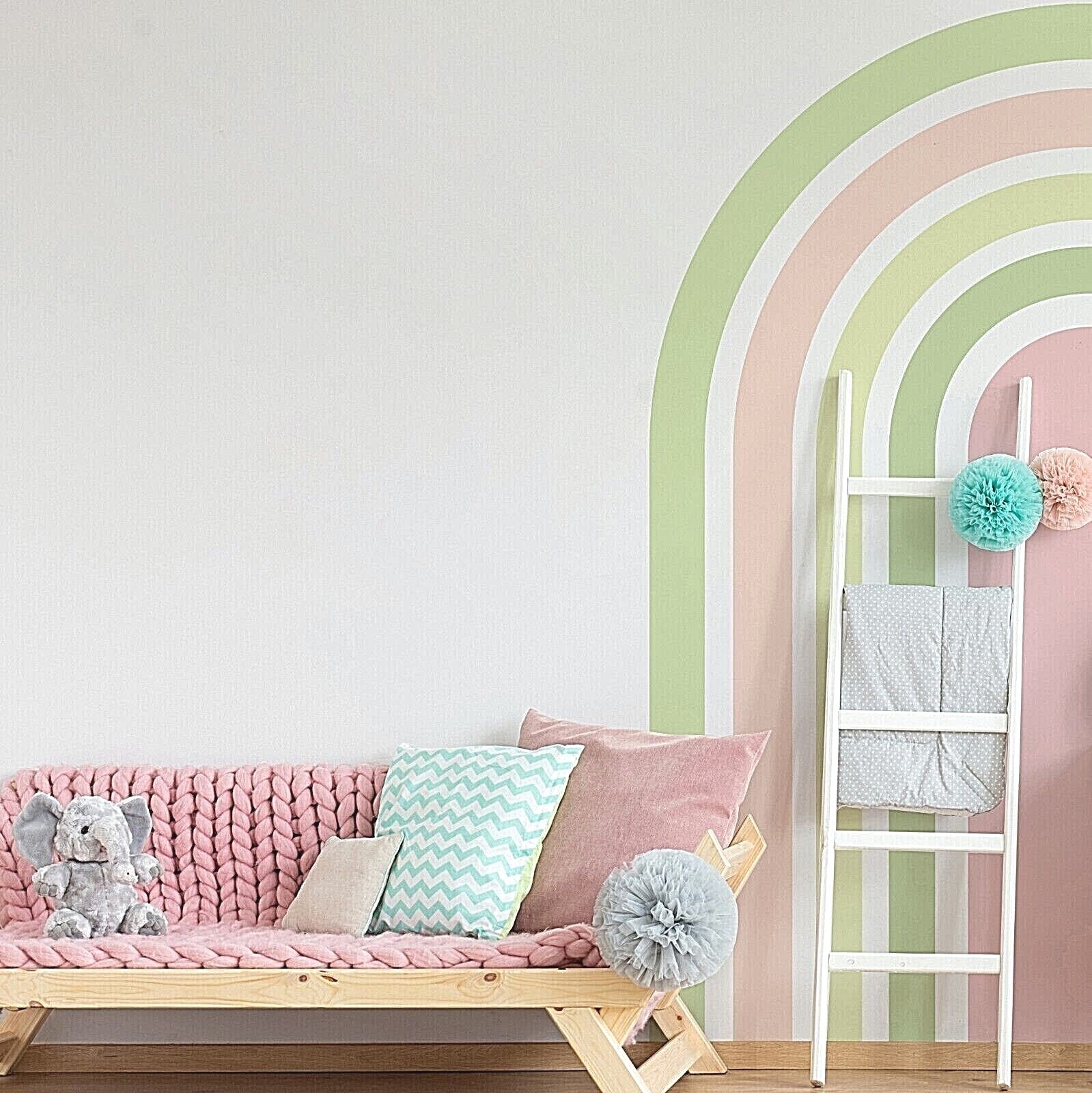 Colorful Elongated Half Rainbow Wall Decals, Stickers, Wall Art Decoration 564