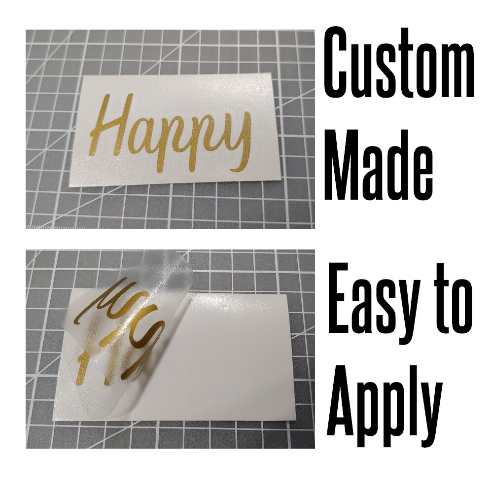 Custom Made Text Vinyl Name Decal Sticker – Holiday Cursive Script Lettering
