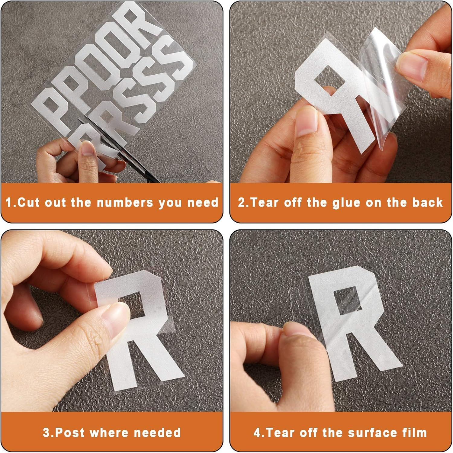 100 Piece Reflective Mailbox Number Stickers, Self Adhesive Reflective Capital L
