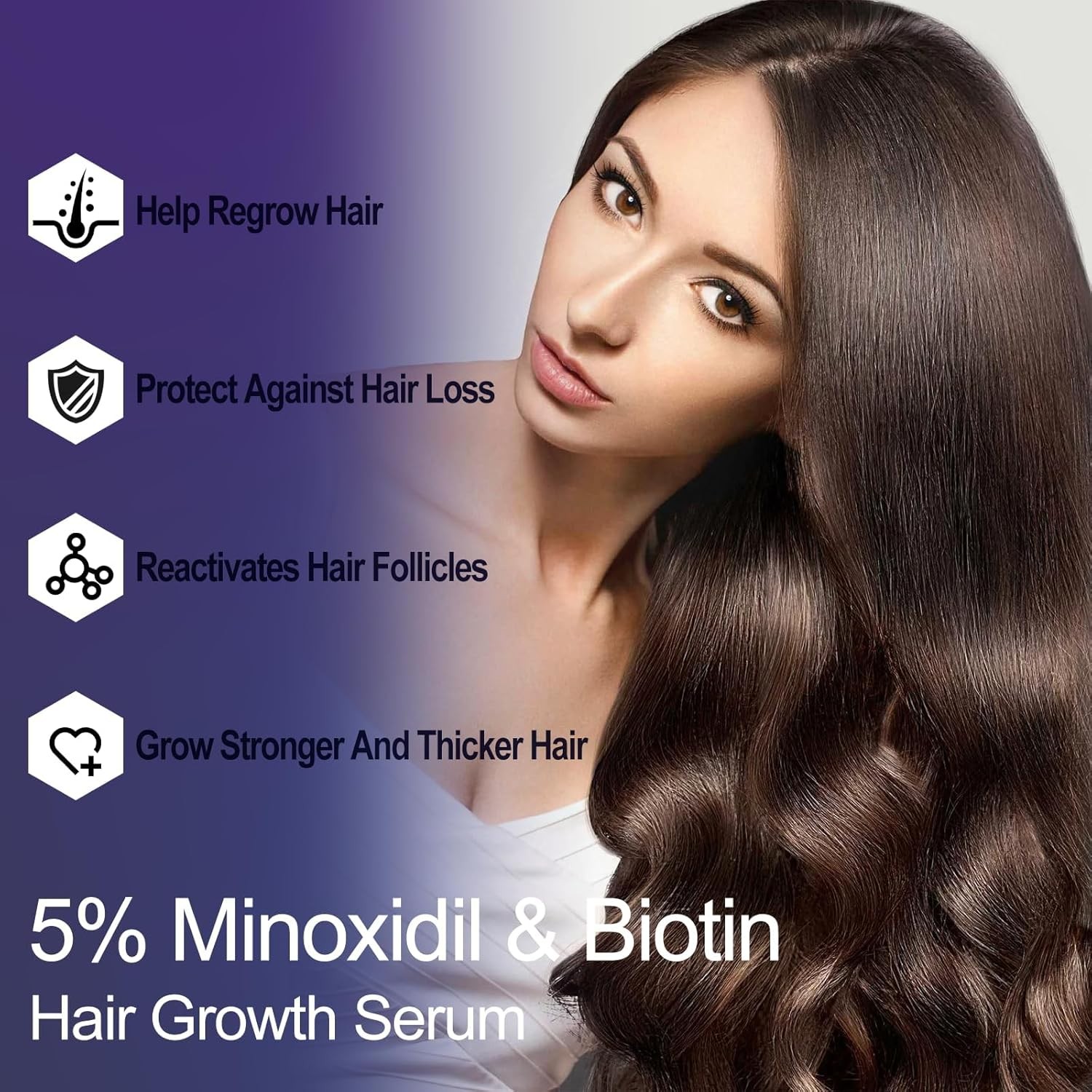 Hair Growth Treatment for Thicker Longer, 5% Minoxidil Biotin Hair Growth Serum
