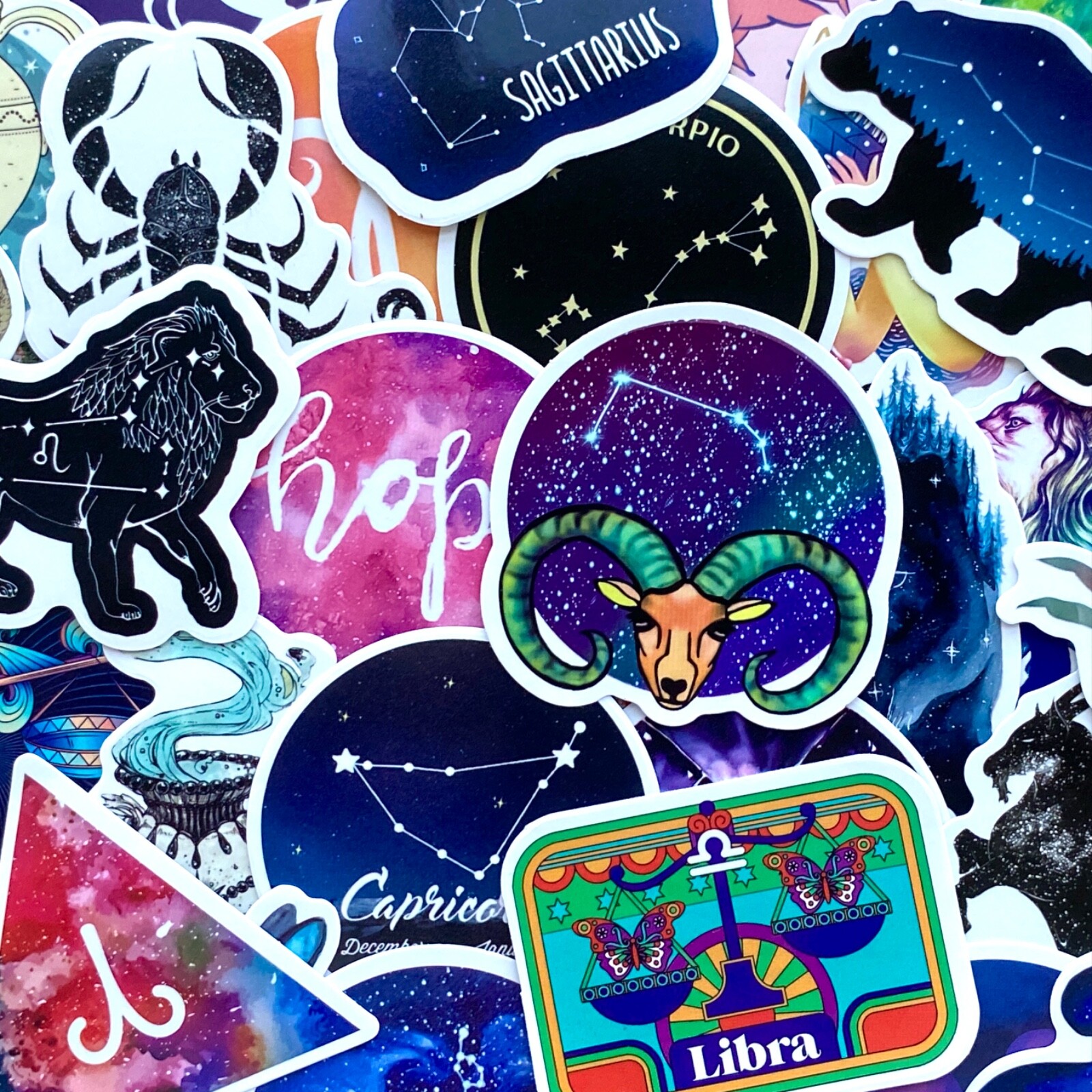 5-50 pcs Zodiac Sign Stickers, Retro Star Astrology Tarot Horoscope Laptop Decal