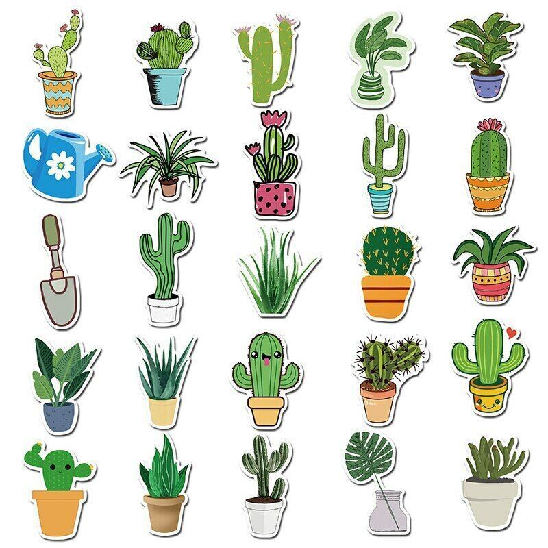 Plants VINYL Stickers [B] CACTUS Succulents ~ Potted Flowers ~ Waterproof Decals