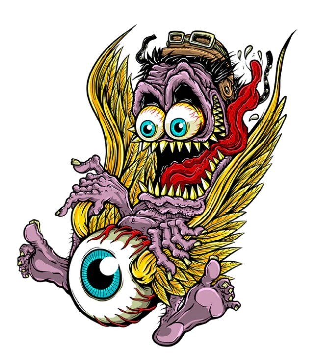 NEW LETHAL THREAT MONSTER WINGED EYEBALL MINI DECAL STICKER 2.5"x3.25" RC00287