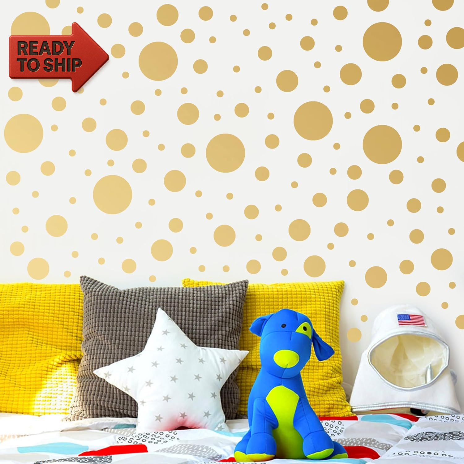1240Pcs Polka Dot Wall Decals Gold Wall Decal Peel and Stick Kids Decals Remova