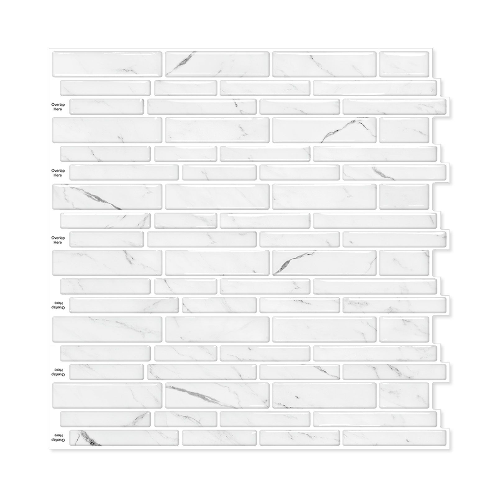 3D Marble Tile Stickers 12×12" 10-Pack, Self-Adhesive, Kitchen Bathroom Decor