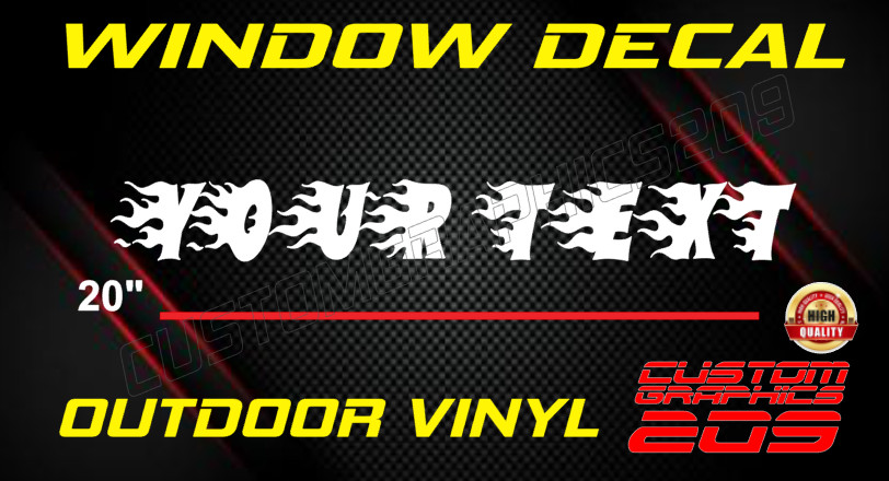 Custom Flame Text Truck Car Window Decal Oracal 651 Waterproof Vinyl