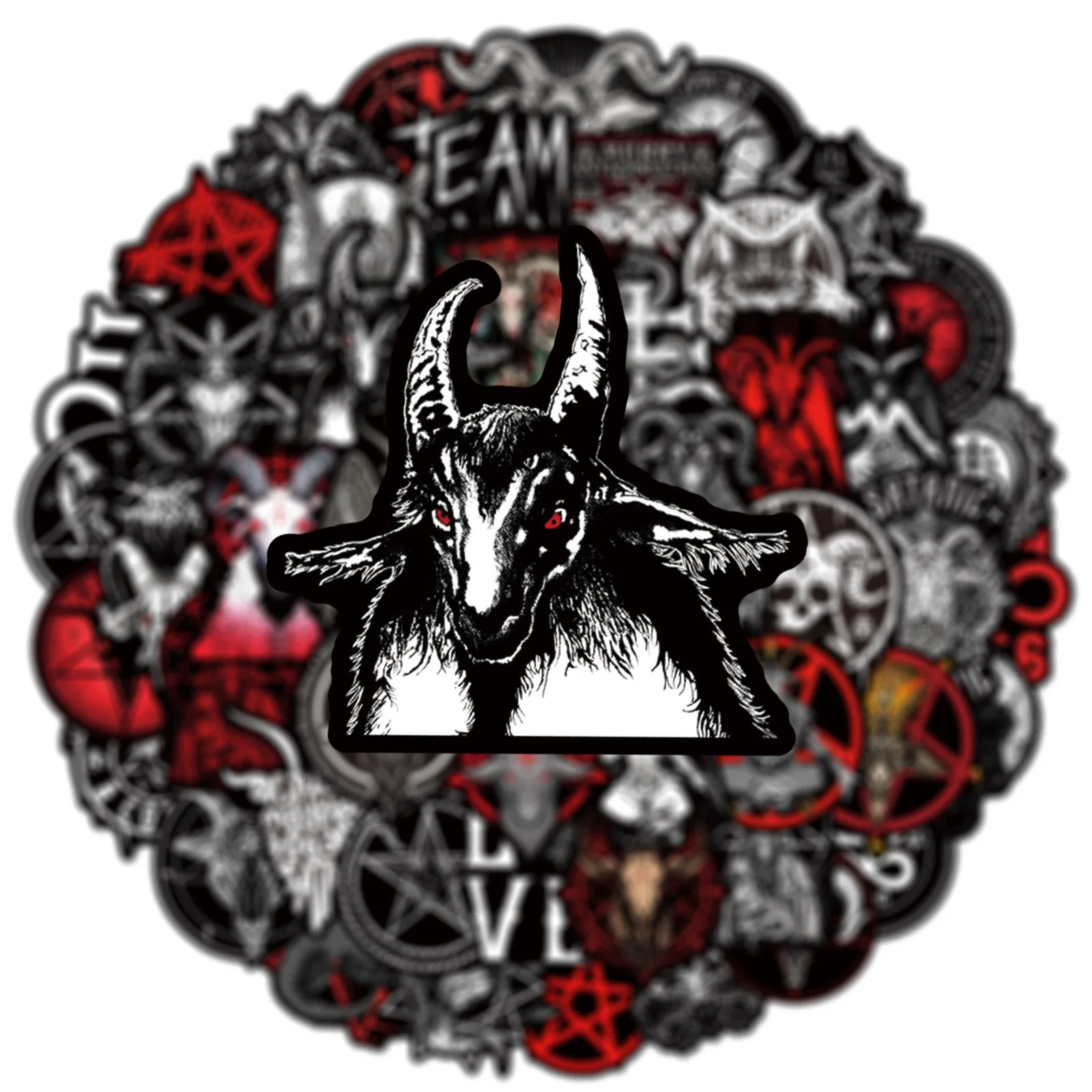 50PC Satanic Symbol Stickers Gothic Occult Baphomet Vinyl Decal Pack 2 Inch