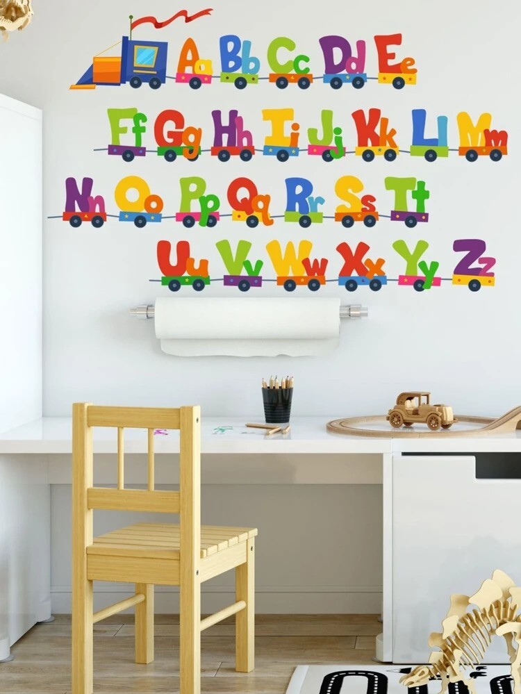 Alphabet Letter Desing Print Wall Sticker Baby Kids Rooms.