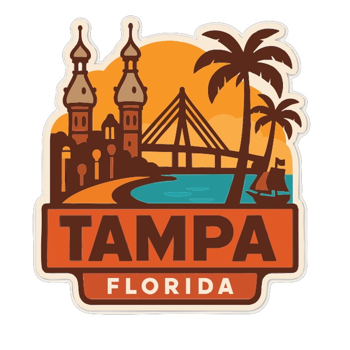 Tampa Florida Sticker Decal Vinyl Die-Cut City Skyline Landmark Design