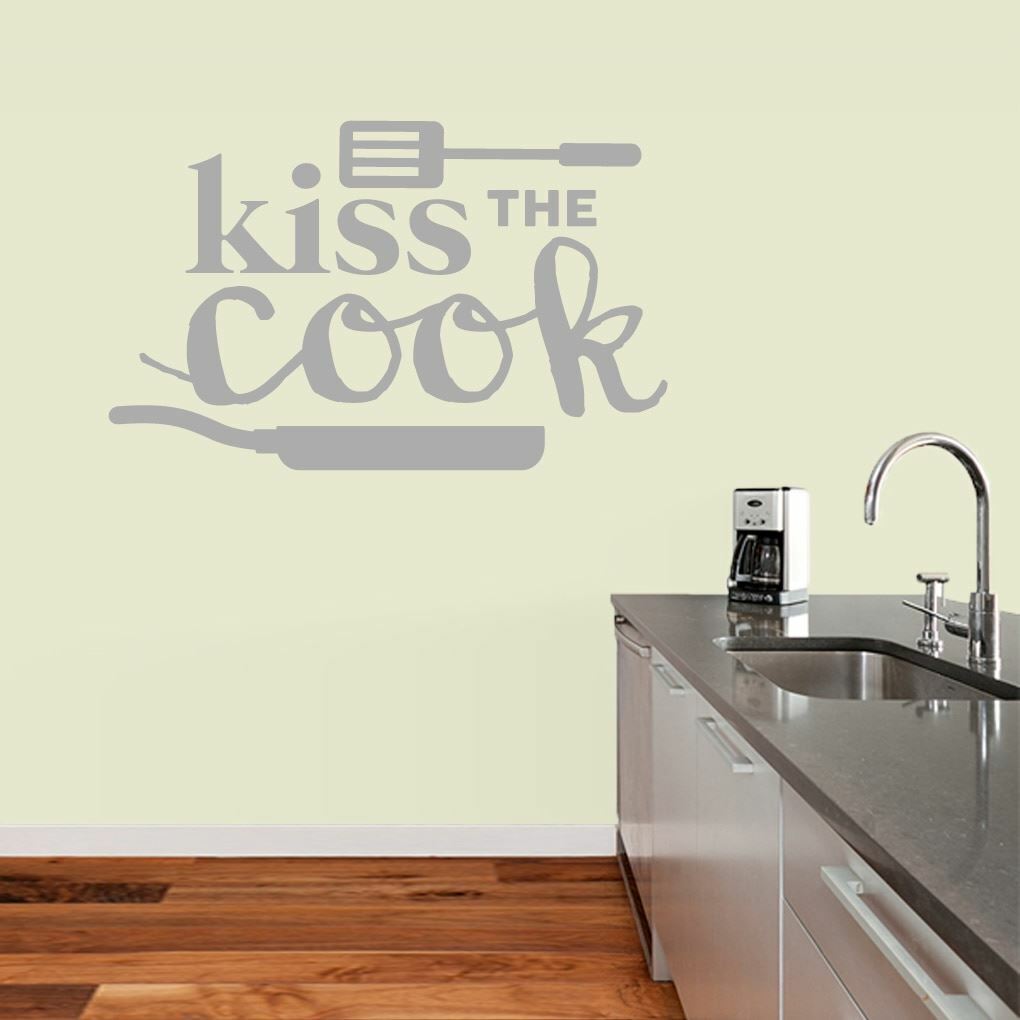 Kiss The Cook Wall Decal – Kitchen, Cooking, Baking, Food, Wall Art, Sticker