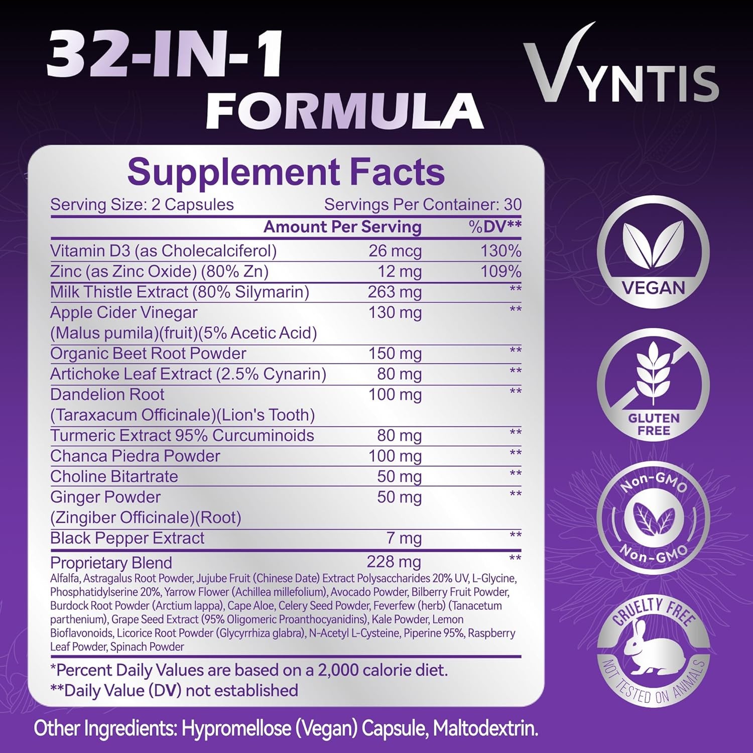 32-in-1 Liver Cleanse Detox & Repair – Liver Support Supplement with Milk