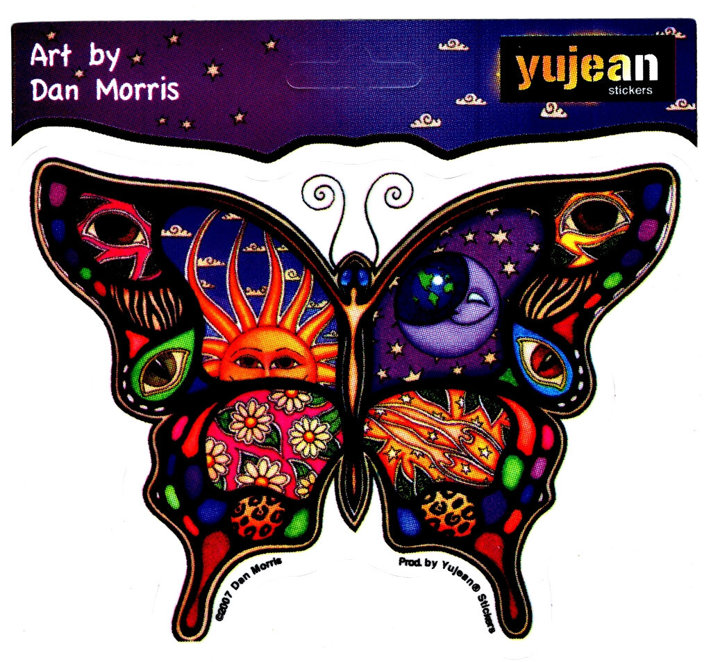 Night and Day Celestial Butterfly Sticker Decal Dan Morris Hippie Gypsy Yeti Cup