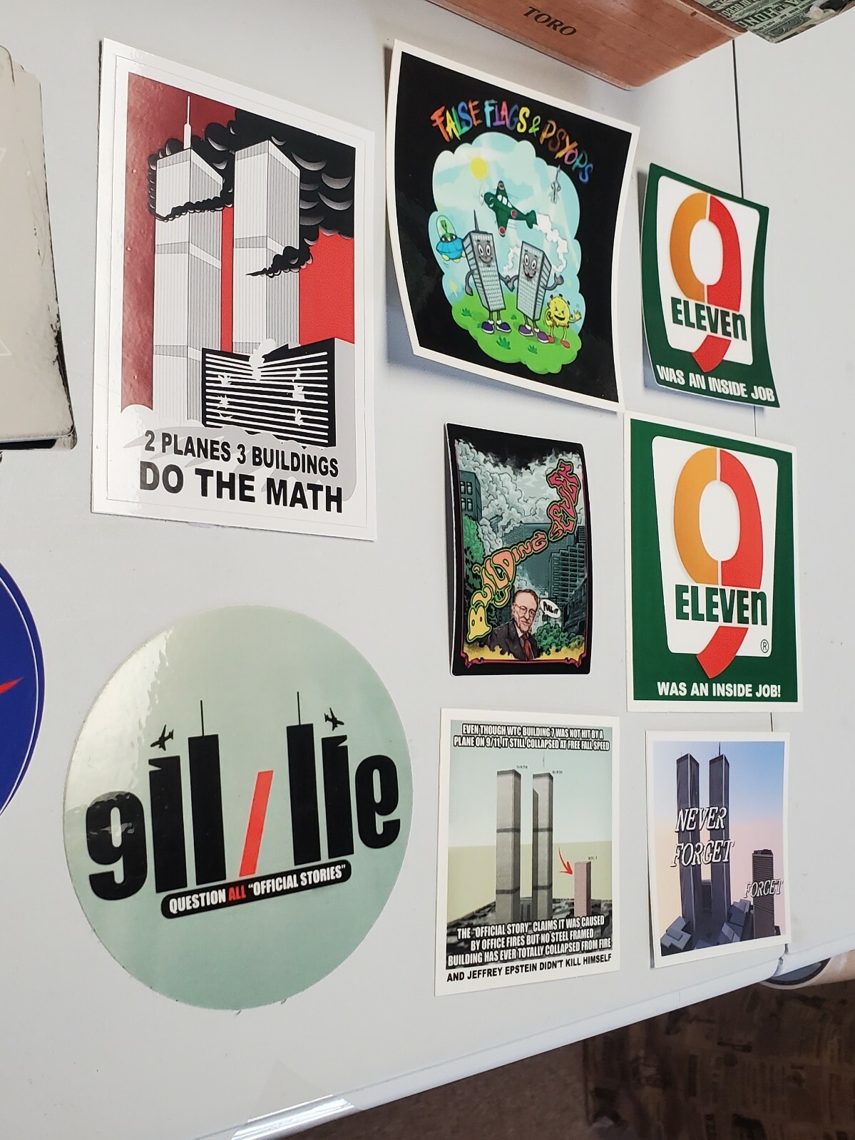 Alex Jones inspired STICKERS 9 Pack LOT September 11th INFO WARS Jason Bermas 😀