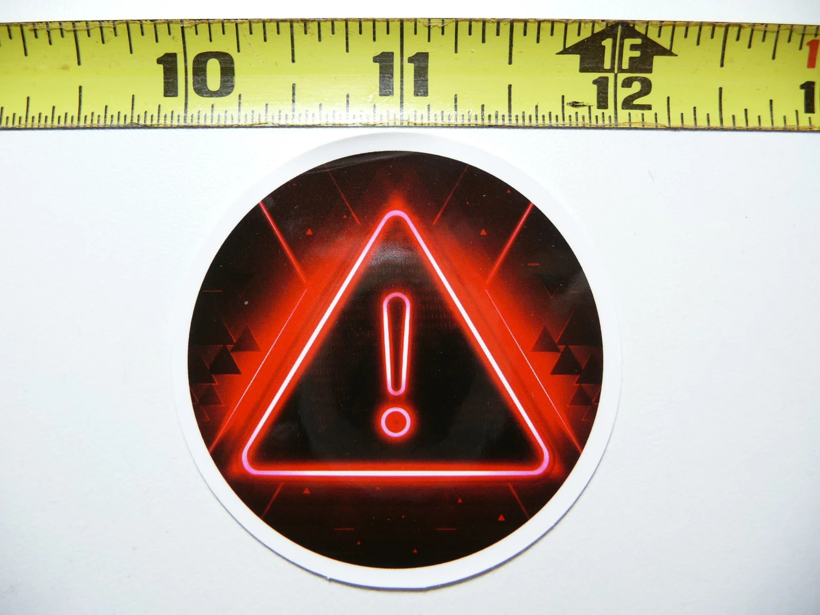 CIRCLE TRIANGLE EXCLAMATION POINT WARNING SMALL STICKER DECAL FUNNY JOKE GAG FUN
