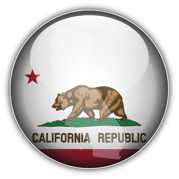 California USA State Map Flag Glossy Car Bumper Sticker Decal