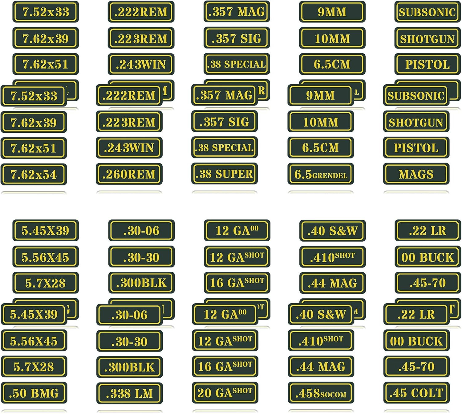 Ammo Can Vinyl Sticker Set Decal Label .410 .44 .45-70 .22 .223 .308 9MM .380 .4