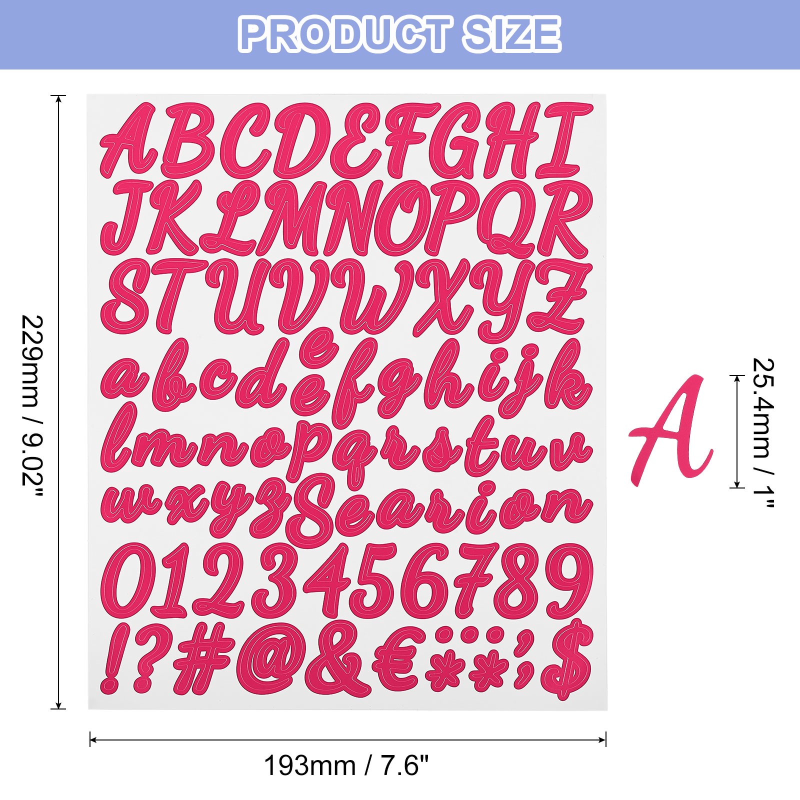 252 Piece Vinyl Stickers for Letters and Numbers (Fuchsia, 2.5cm)