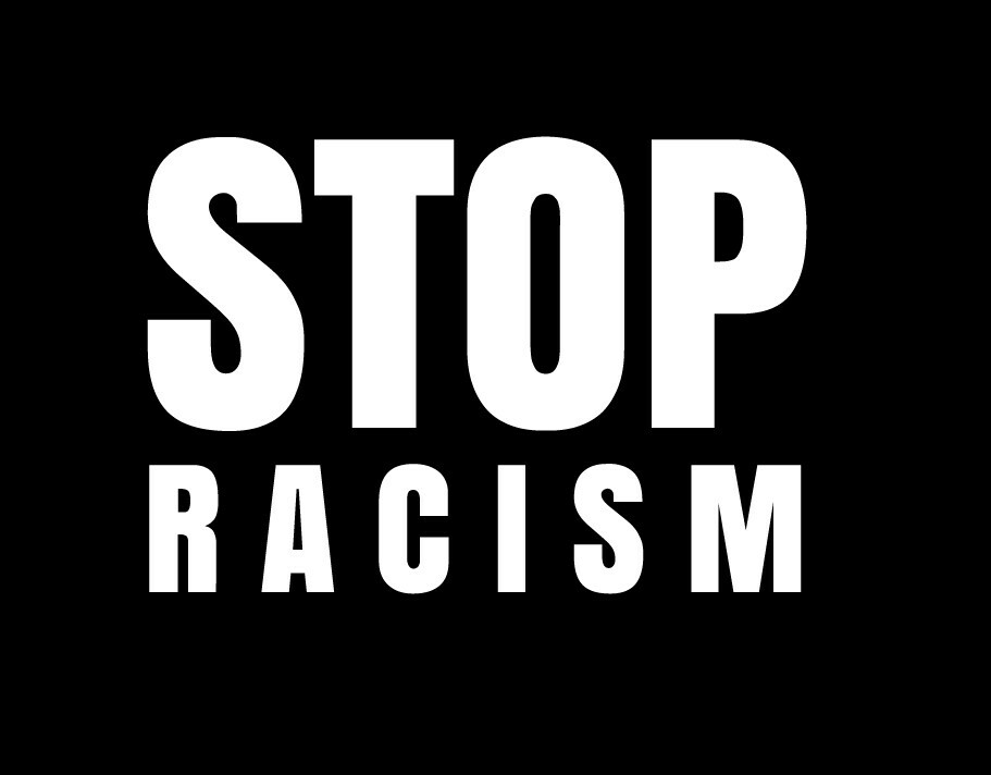 STOP RACISM White Glossy Vinyl Sticker/ Decal