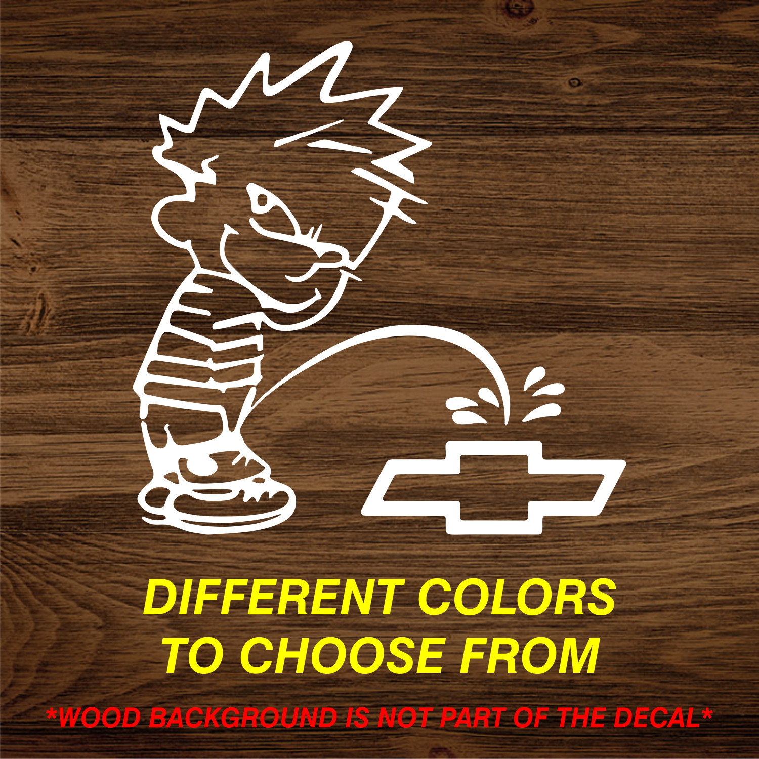 Calvin Peeing On Chevy Chevrolet Vinyl Decal Funny Car Truck Sticker