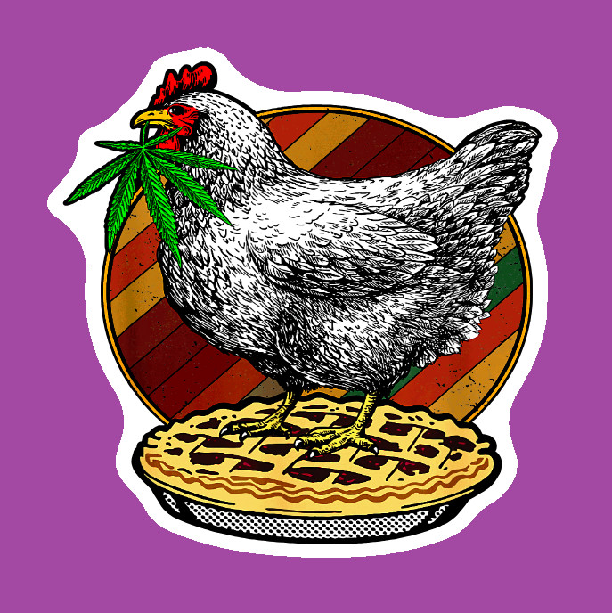 Weatherproof Chicken Pot Pie Weed Stickers Vinyl Decal Added Layer UV Safe Humor