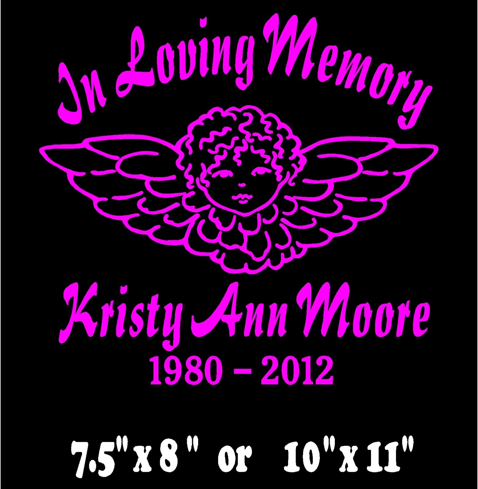 Angel Cherub In Loving Memory Decal Car Window Vinyl Sticker Personalized