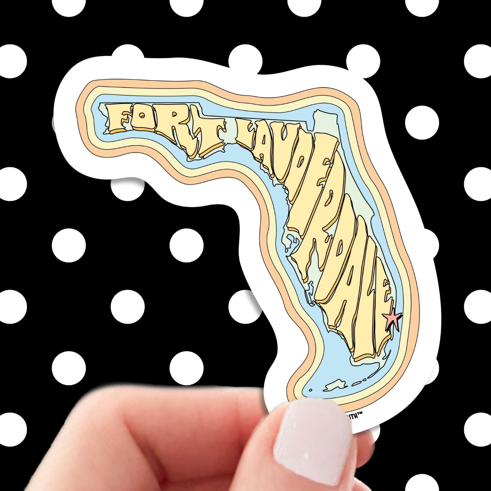 Fort Lauderdale Sticker, Retro Florida State Outline, Waterproof Travel Decal