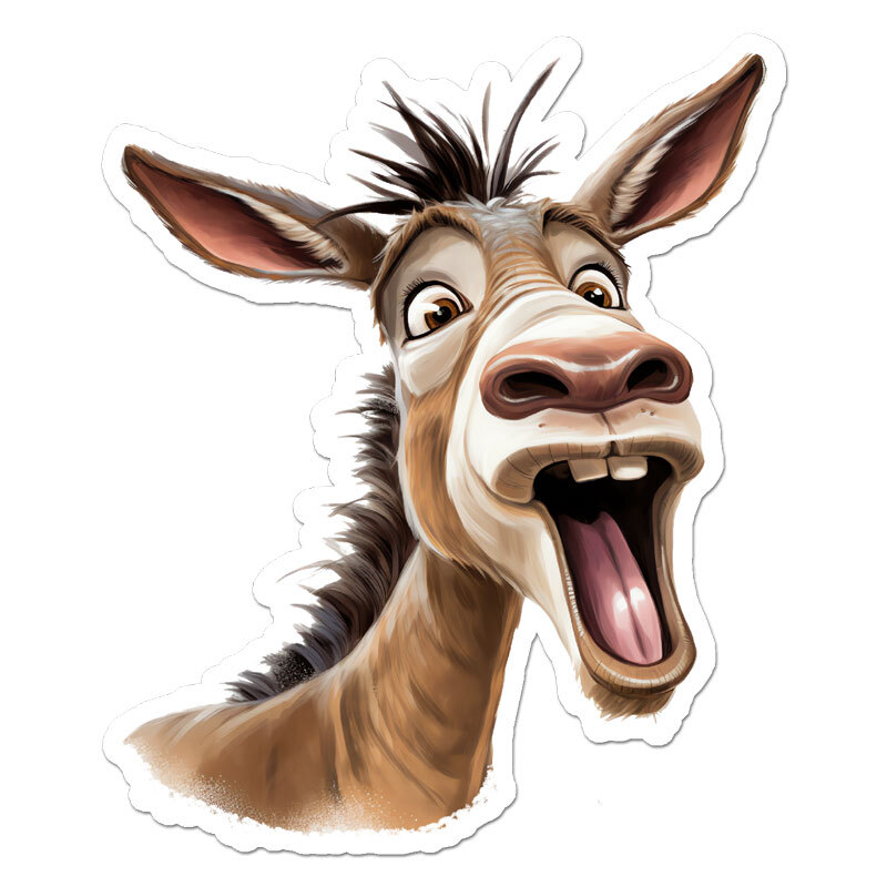 Funny Donkey, Vinyl Decal Sticker, Indoor Outdoor, 3 Sizes, #11943