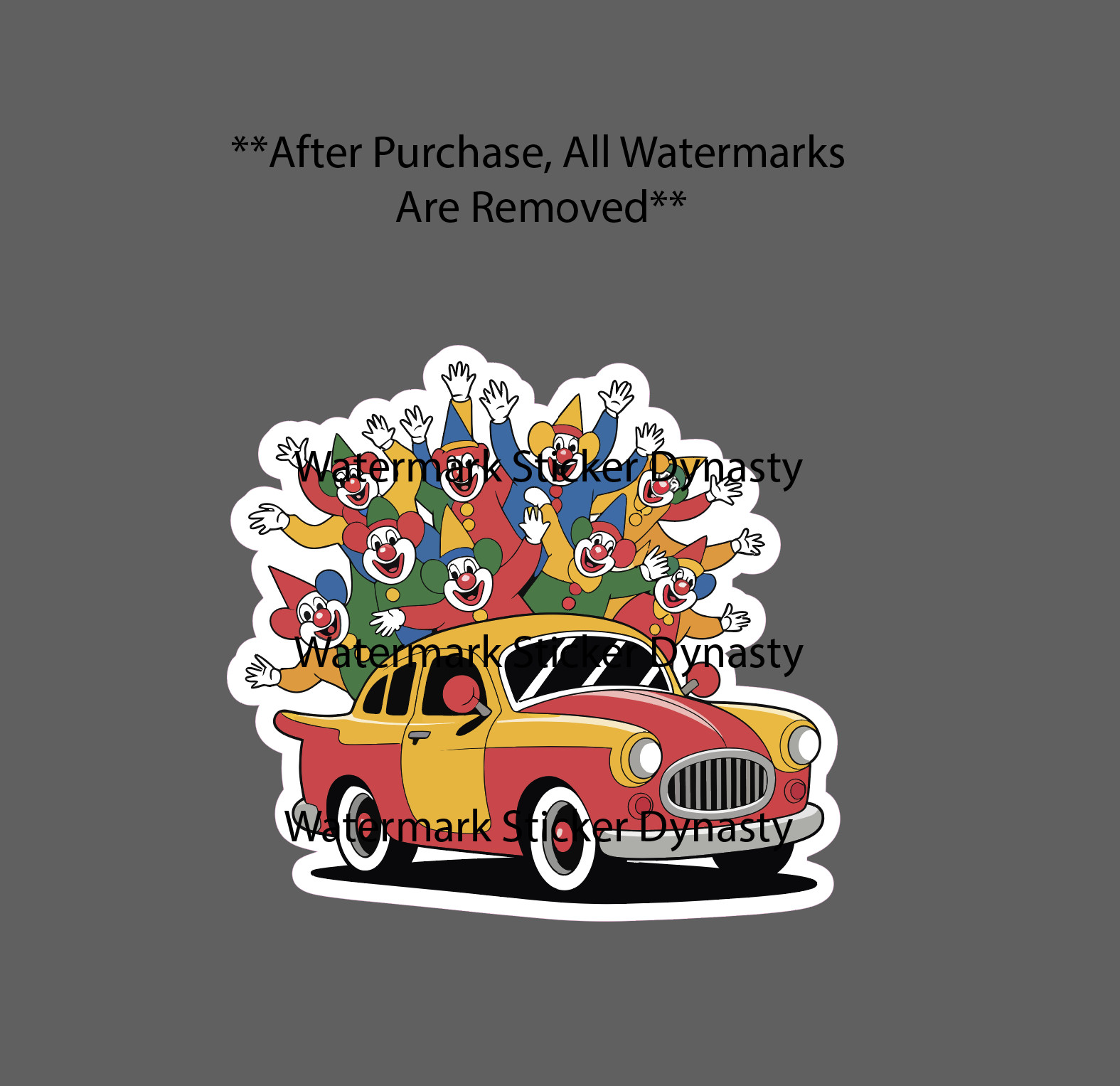 Clown Car Sticker Waterproof Decal Funny Humor Circus Gift NEW