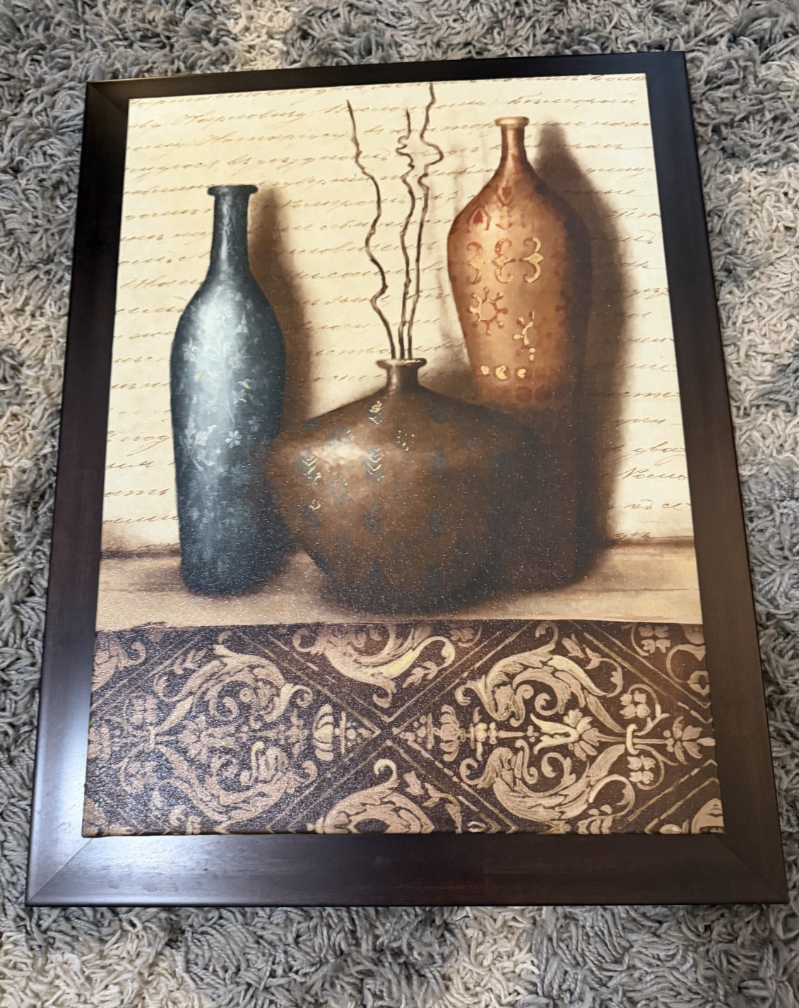 Wall Art Set of 2 Framed Canvas Still Life Vase Decor Neutral Brown Blue